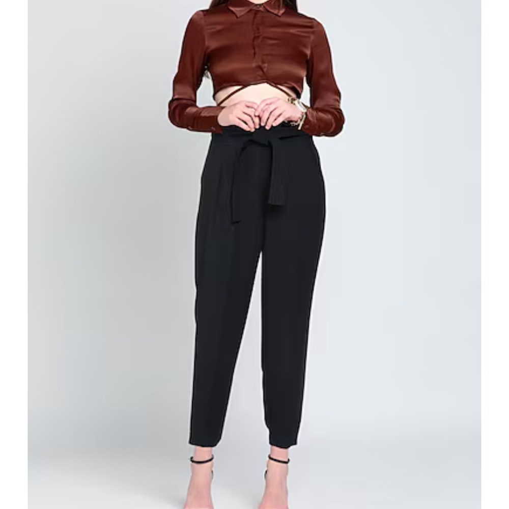 IRO Wool Paperbag Waist Pants – Black – Size 38